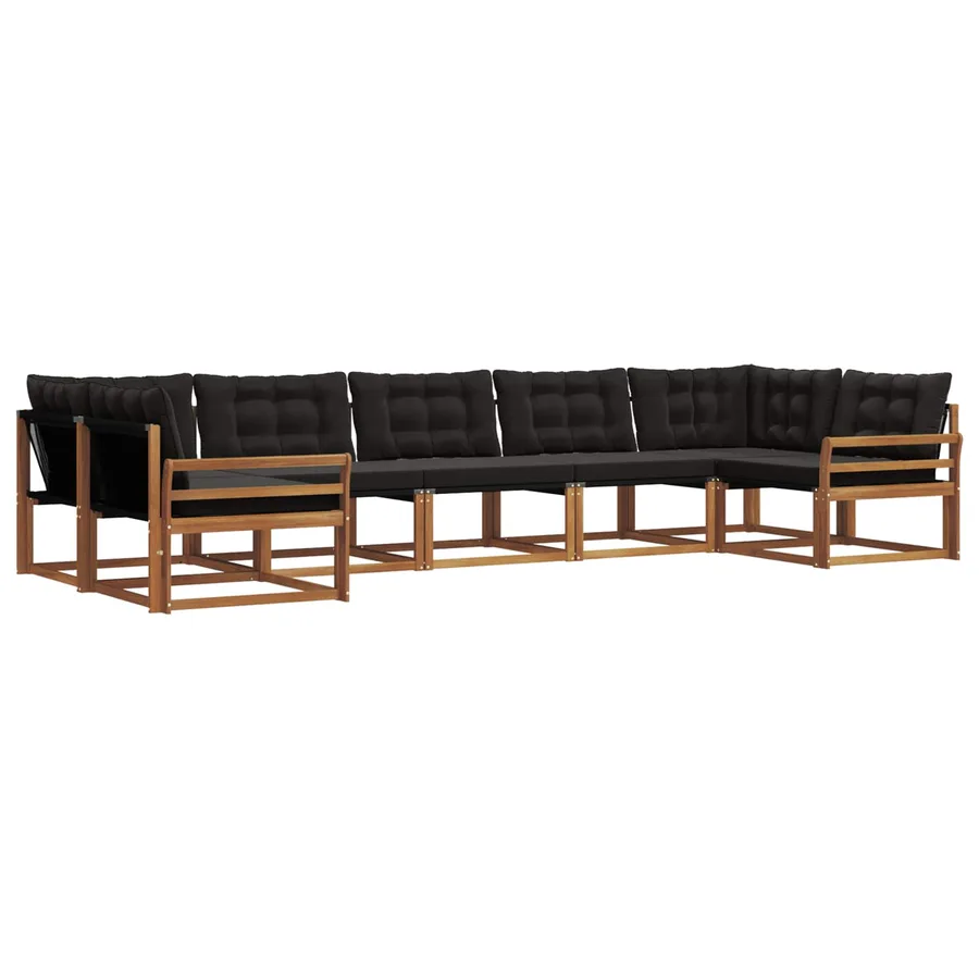 Ensemble de canapés d'extérieur 7 pcs Naturel et Noir - 2