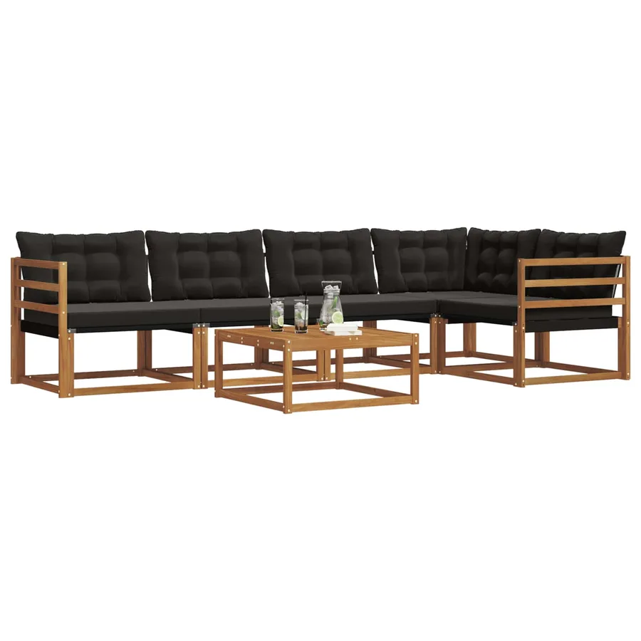 Ensemble de canapés d'extérieur 6 pcs Naturel et Noir - 3