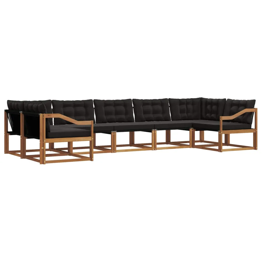 Ensemble de canapés d'extérieur 7 pcs Naturel et Noir - 2