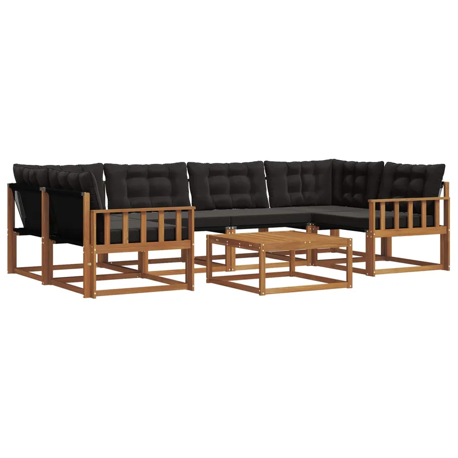 Ensemble de canapés d'extérieur 7 pcs Naturel et Noir - 2