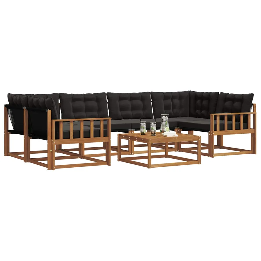 Ensemble de canapés d'extérieur 7 pcs Naturel et Noir - 3