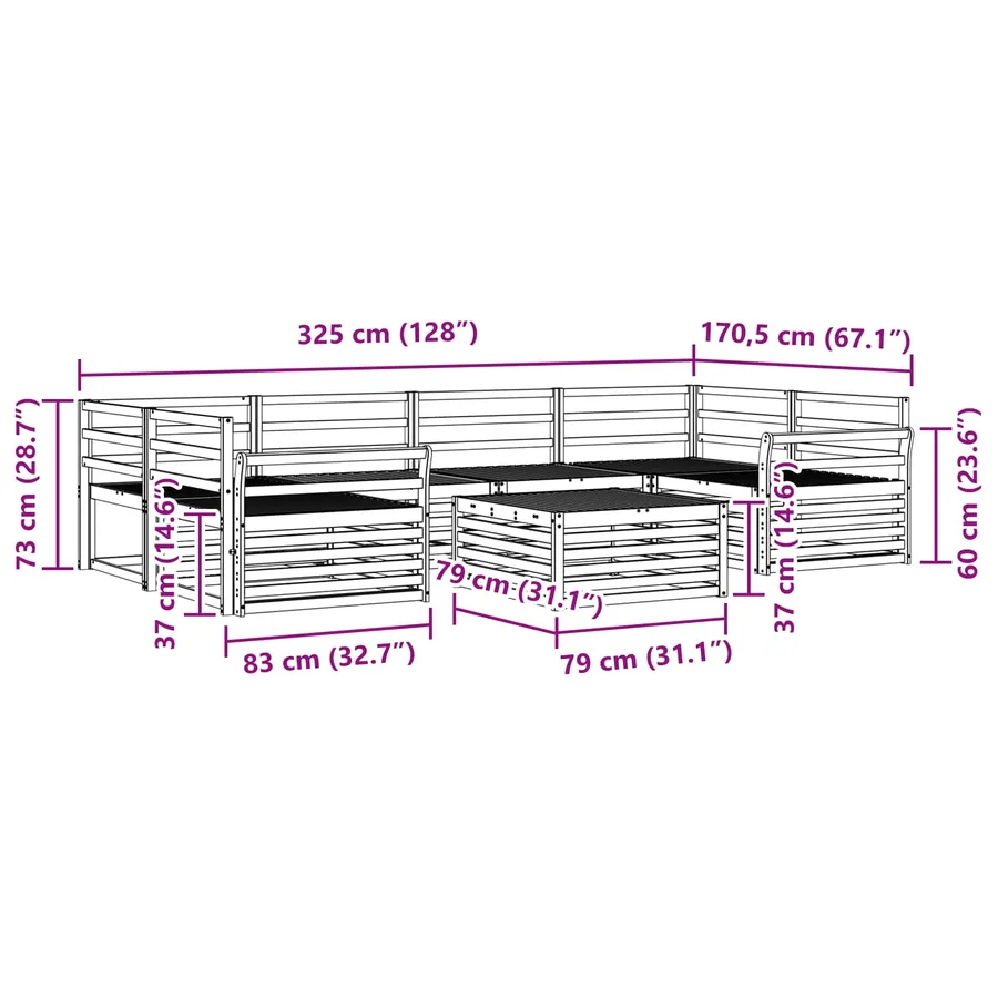 Ensemble de canapés d'extérieur 7 pcs Naturel - 8