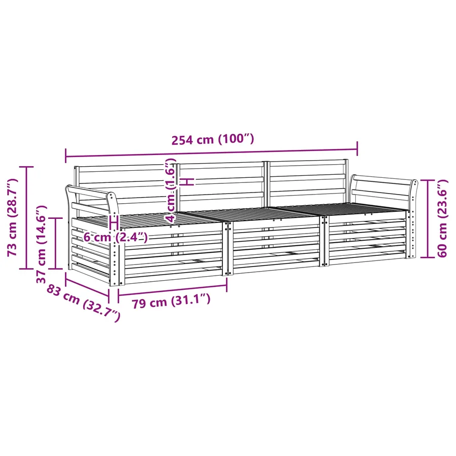 Ensemble de canapés d'extérieur 3 pcs Naturel - 6