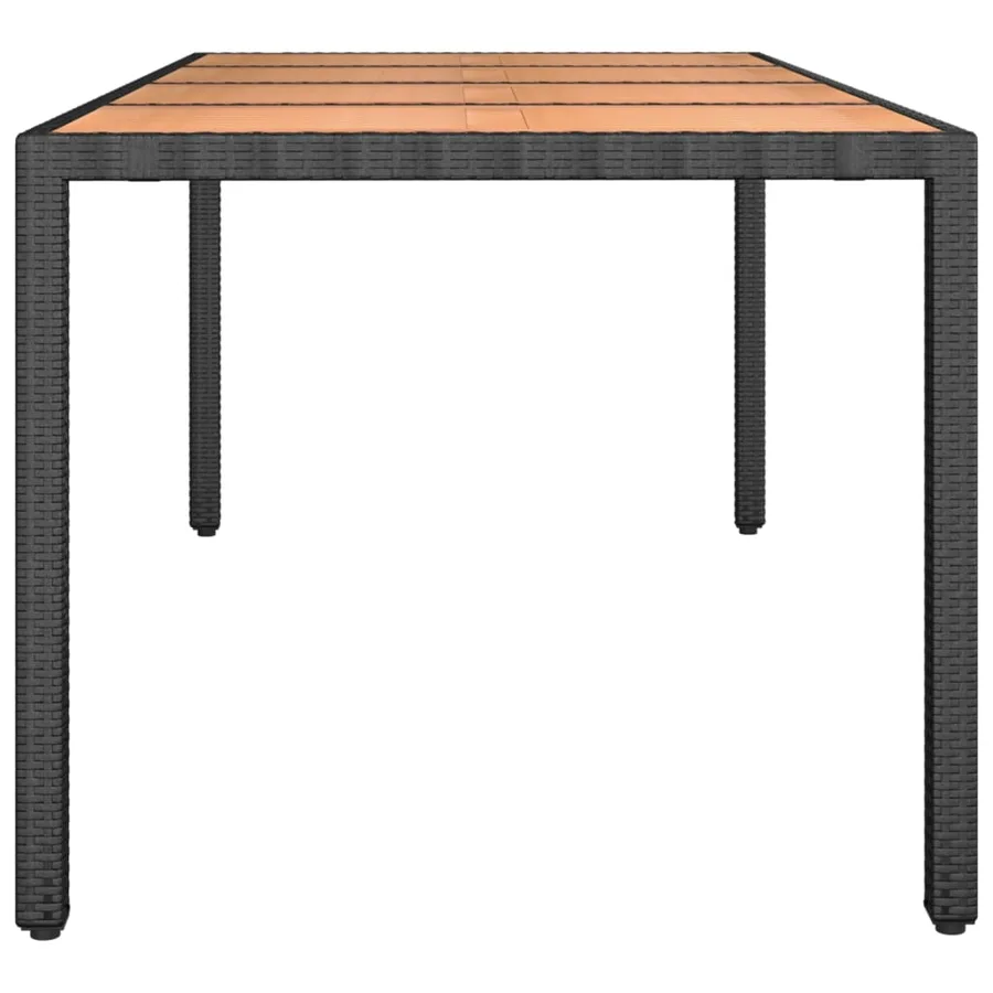 Table de jardin plateau en bois Noir Résine tressée bois massif - 4