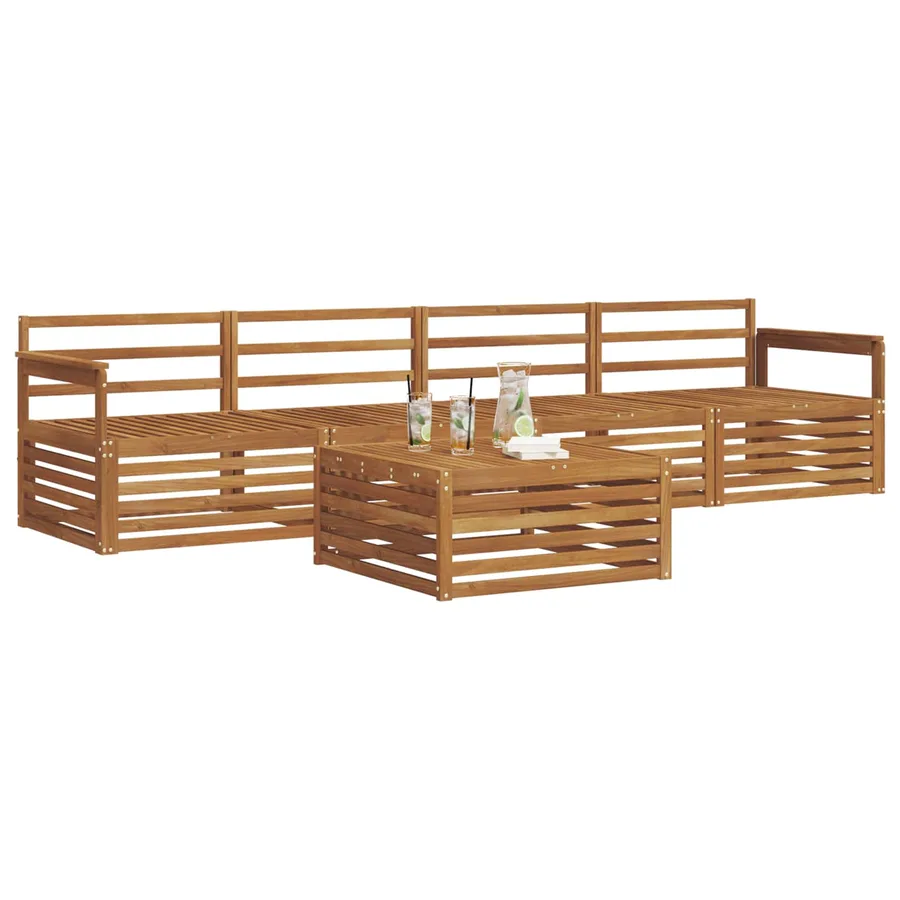 Ensemble de canapés d'extérieur 5 pcs Naturel - 3