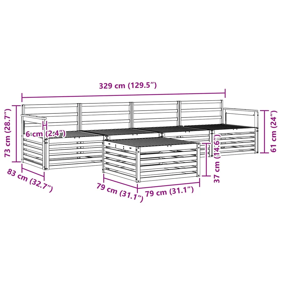 Ensemble de canapés d'extérieur 5 pcs Naturel - 9