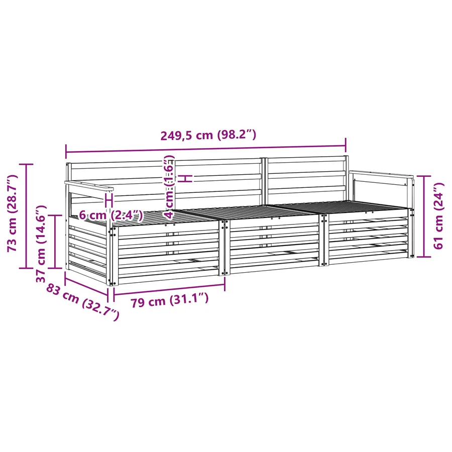 Ensemble de canapés d'extérieur 3 pcs Naturel - 6