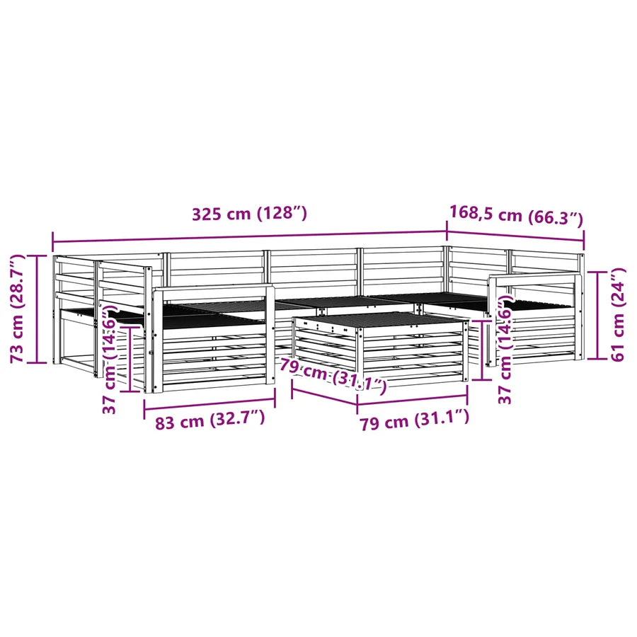 Ensemble de canapés d'extérieur 7 pcs Naturel - 8