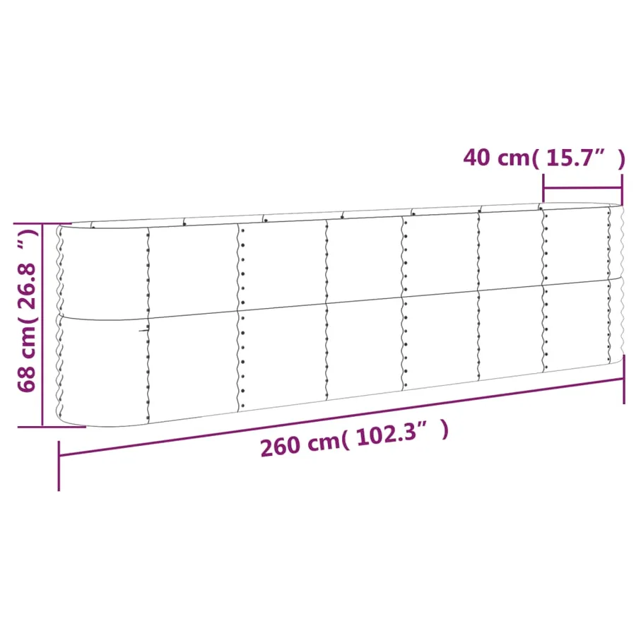 Lit surélevé de jardin Acier galvanisé 260x40x68 cm gris - 6
