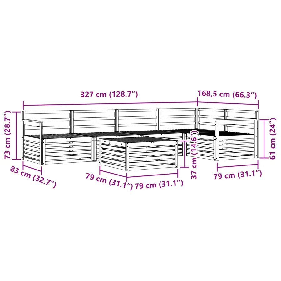 Ensemble de canapés d'extérieur 6 pcs Naturel - 8