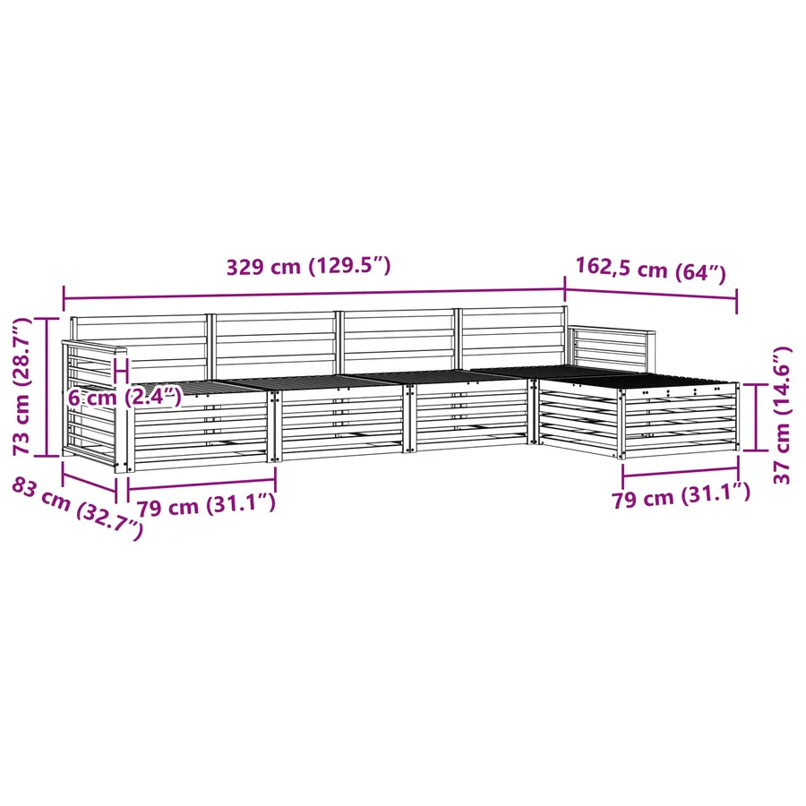 Ensemble de canapés d'extérieur 5 pcs Naturel - 8
