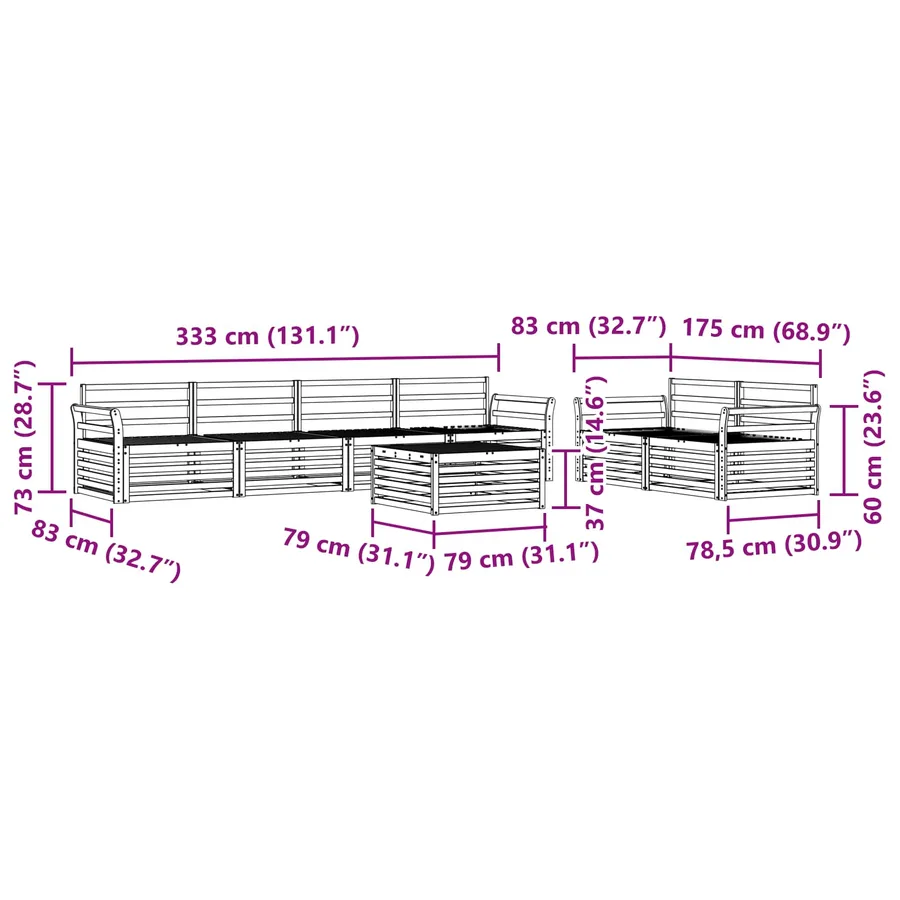 Ensemble de canapés d'extérieur 7 pcs Naturel - 9