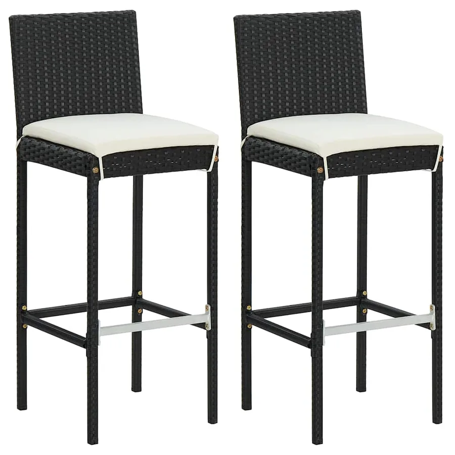 Ensemble de bar de jardin avec coussins 3 pcs Noir - 3
