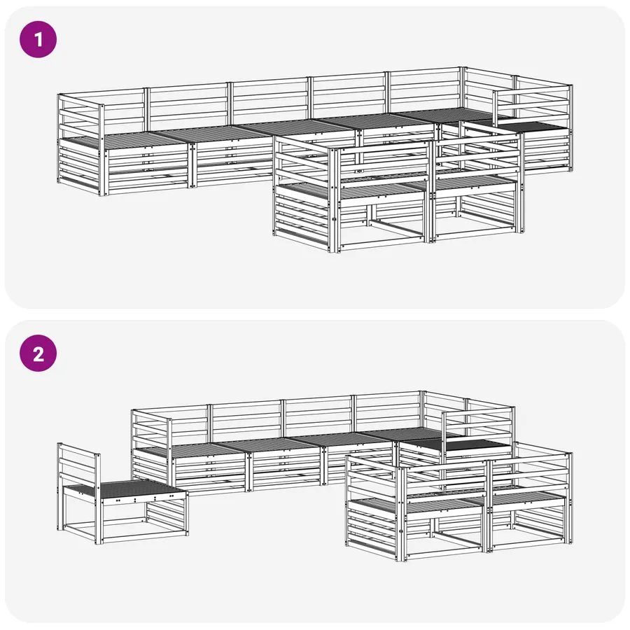 Ensemble de canapés d'extérieur 8 pcs Naturel - 6