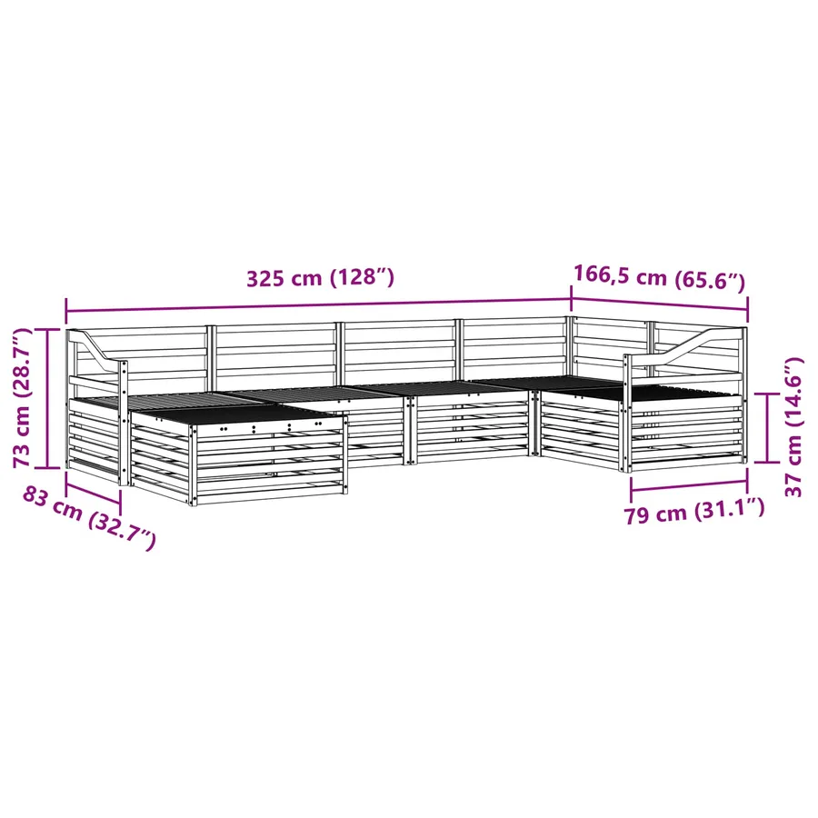 Ensemble de canapés d'extérieur 6 pcs Naturel - 9