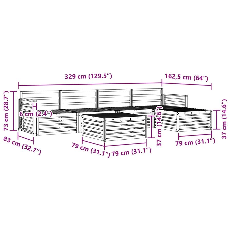 Ensemble de canapés d'extérieur 6 pcs Naturel - 8