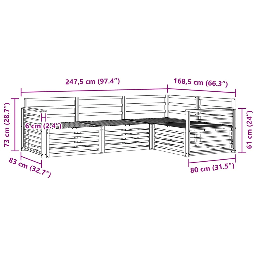 Ensemble de canapés d'extérieur 4 pcs Naturel - 7