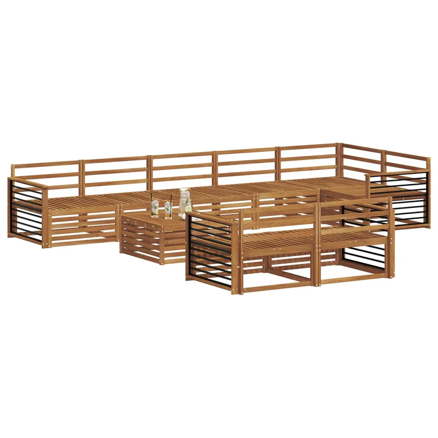 Ensemble de canapés d'extérieur 9 pcs Naturel - 3