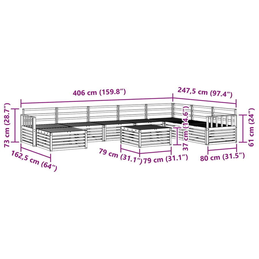 Ensemble de canapés d'extérieur 9 pcs Naturel - 11