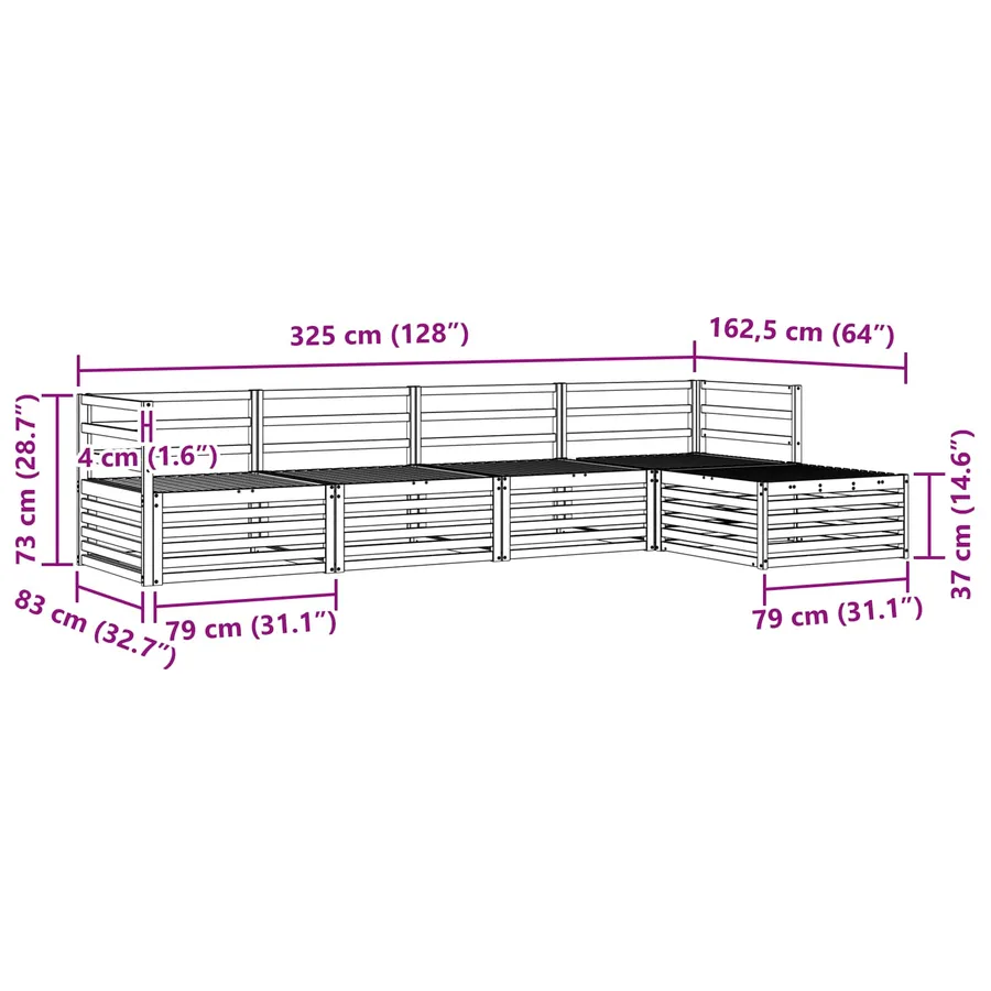 Ensemble de canapés d'extérieur 5 pcs Naturel - 8