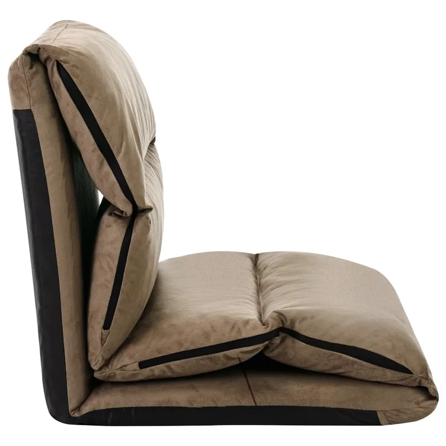 Chaise pliable de sol Taupe Microfibre - 6