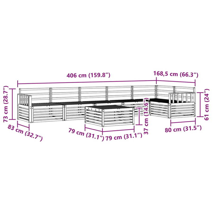 Ensemble de canapés d'extérieur 7 pcs Naturel - 11