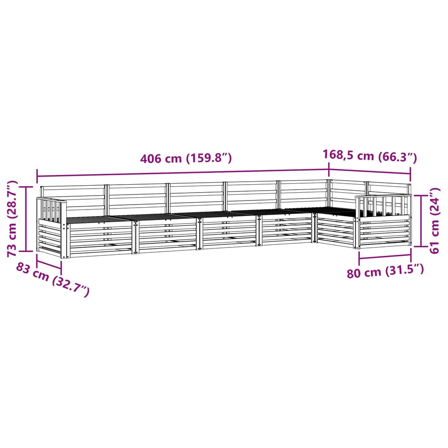 Ensemble de canapés d'extérieur 6 pcs Naturel - 8
