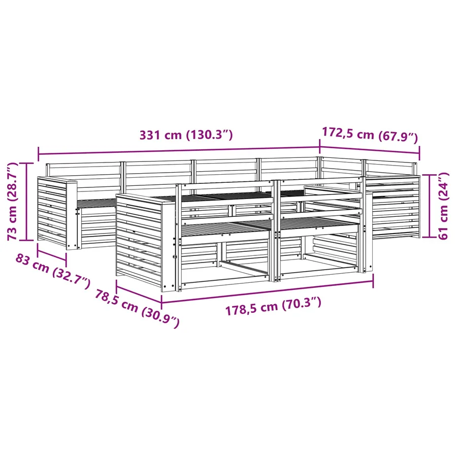 Ensemble de canapés d'extérieur 7 pcs Naturel - 7