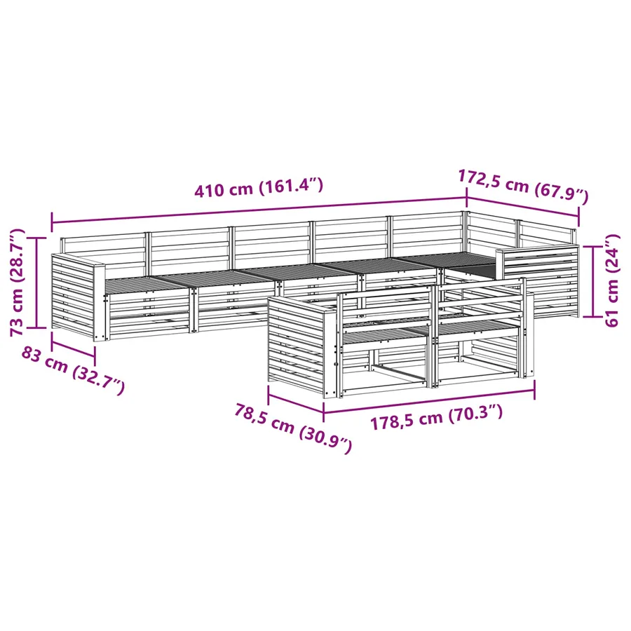 Ensemble de canapés d'extérieur 8 pcs Naturel - 8
