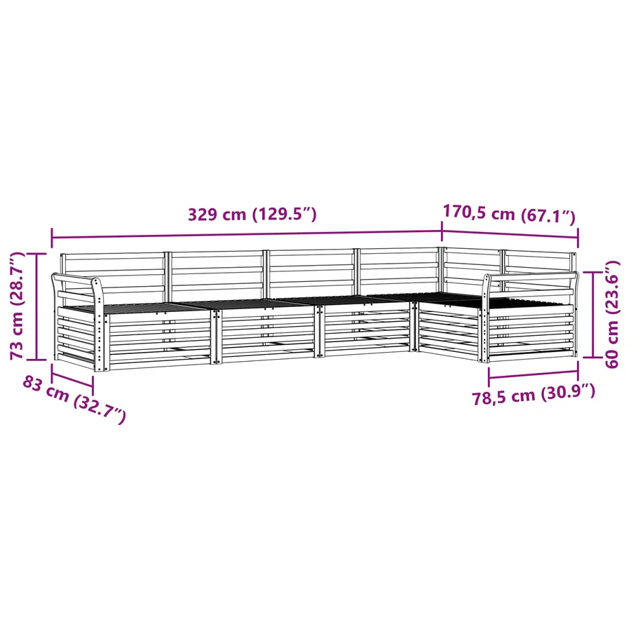 Ensemble de canapés d'extérieur 5 pcs Naturel - 8