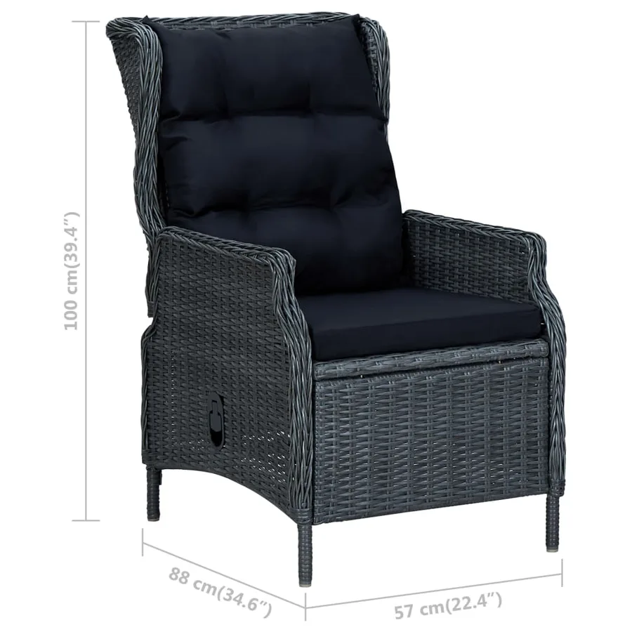 Ensemble à manger de jardin 3 pcs Gris foncé - 13