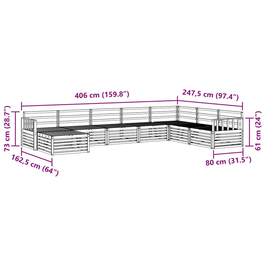 Ensemble de canapés d'extérieur 8 pcs Naturel - 9