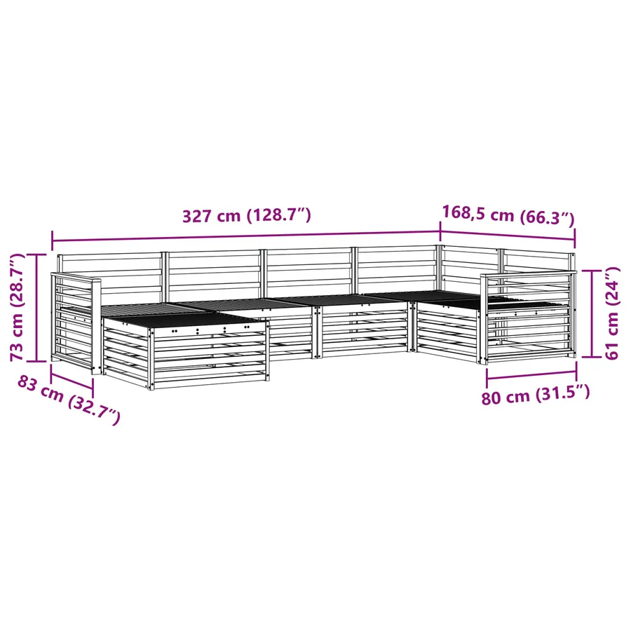 Ensemble de canapés d'extérieur 6 pcs Naturel - 9