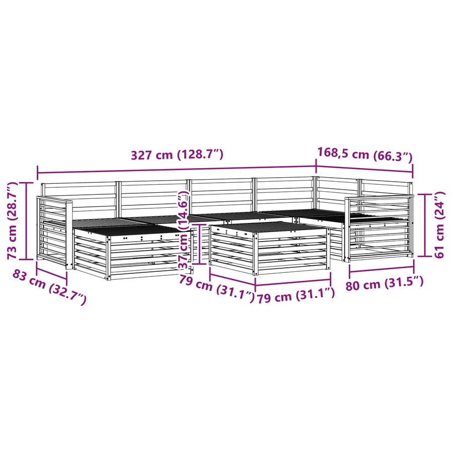 Ensemble de canapés d'extérieur 7 pcs Naturel - 11