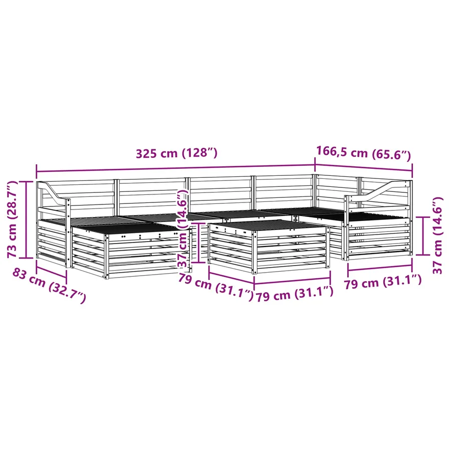 Ensemble de canapés d'extérieur 7 pcs Naturel - 11