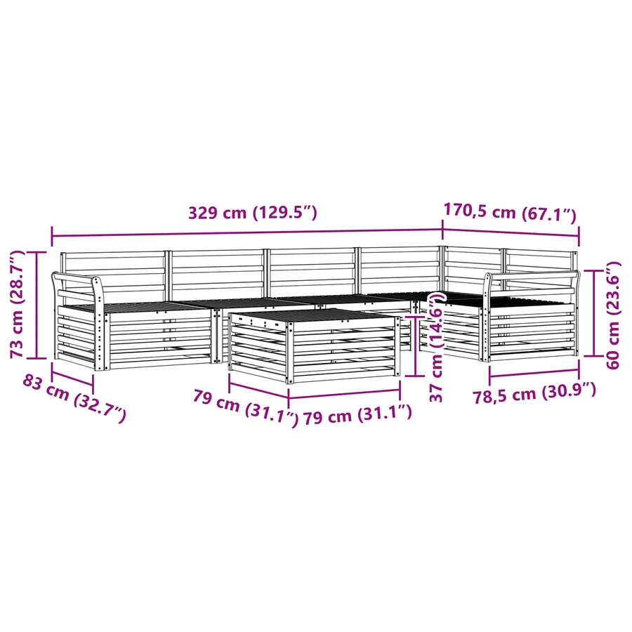 Ensemble de canapés d'extérieur 6 pcs Naturel - 11