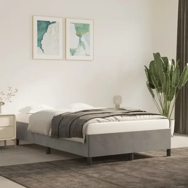 Bed frame without mattress light grey 120x200 cm velvet