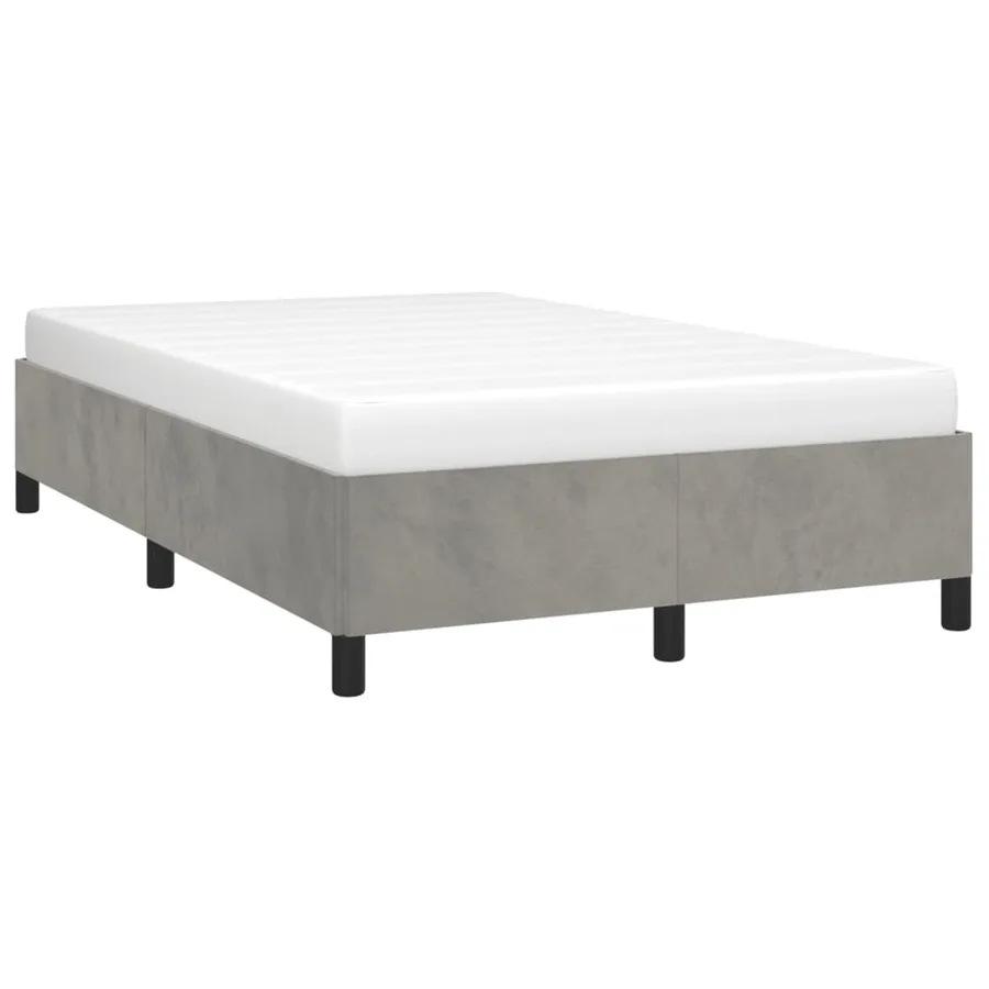 Cadre de lit sans matelas gris clair 120x200 cm velours - 3