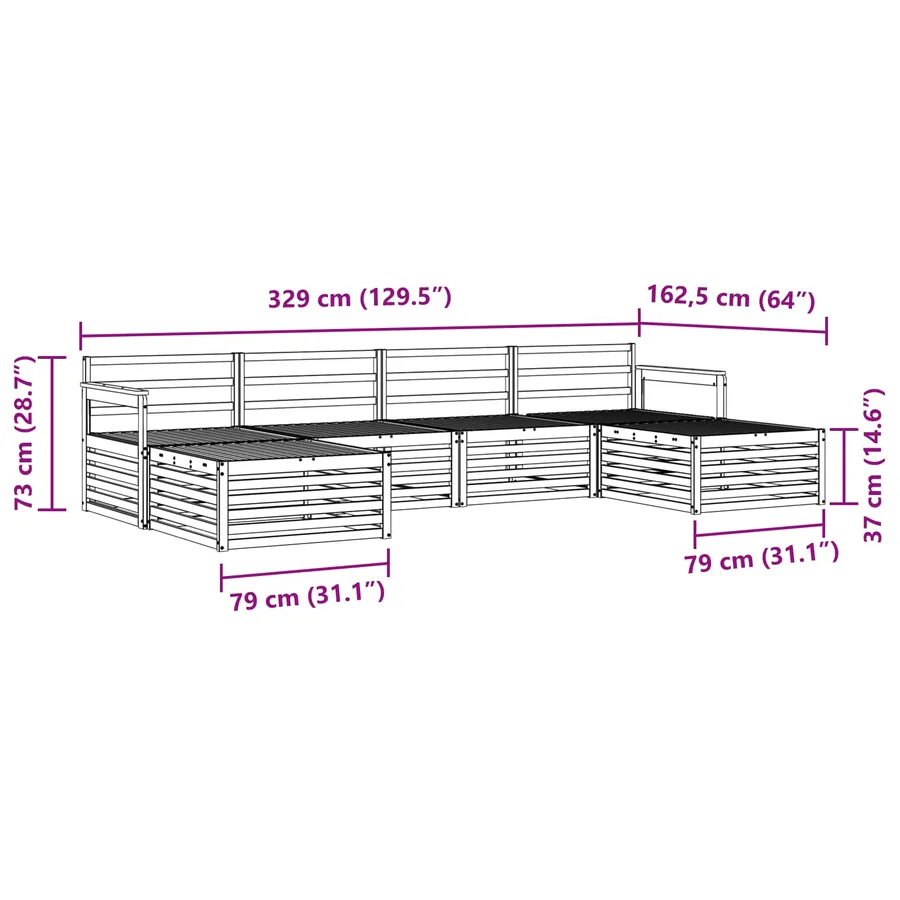 Ensembles de canapés 6 pcs Naturel Bois d'Acacia Massif - 8