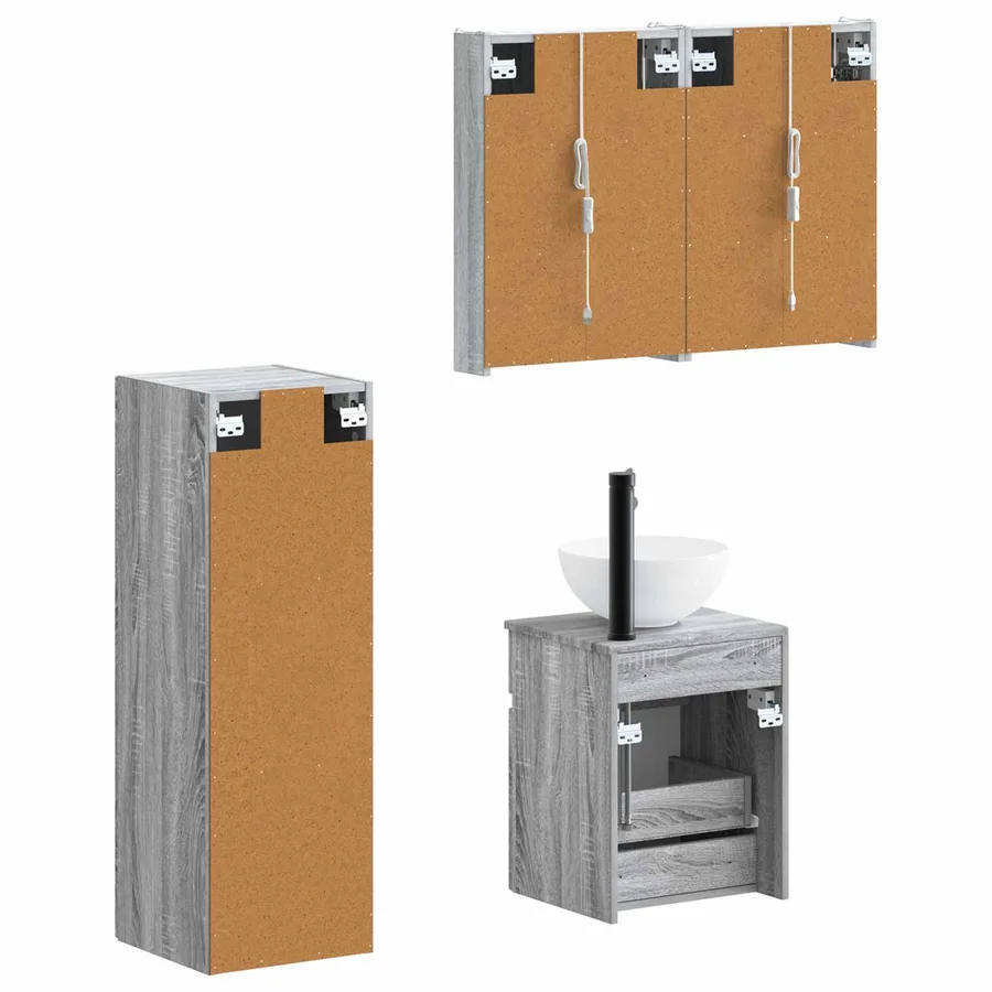 Ensemble de mobilier de salle de bain 4 pcs Sonoma gris - 5