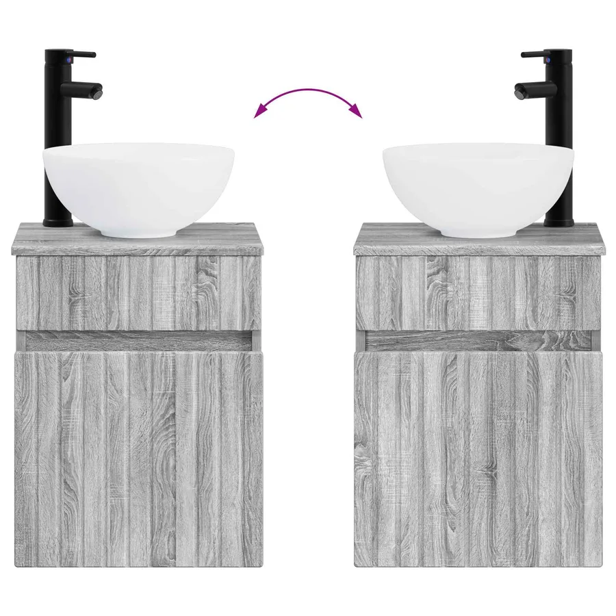Ensemble de mobilier de salle de bain 4 pcs Sonoma gris - 9