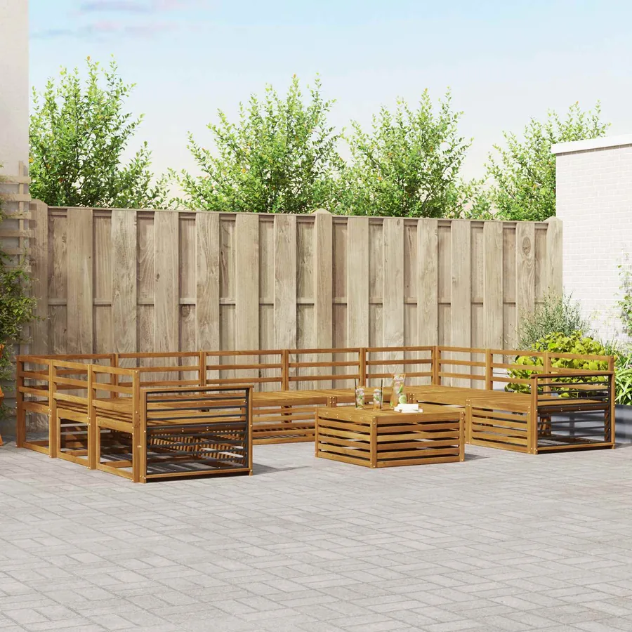 Ensembles de canapés 10 pcs Naturel Bois d'Acacia Massif