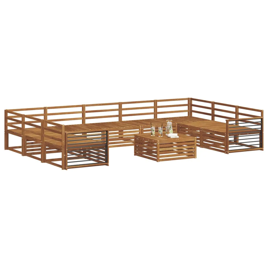 Ensembles de canapés 10 pcs Naturel Bois d'Acacia Massif - 3