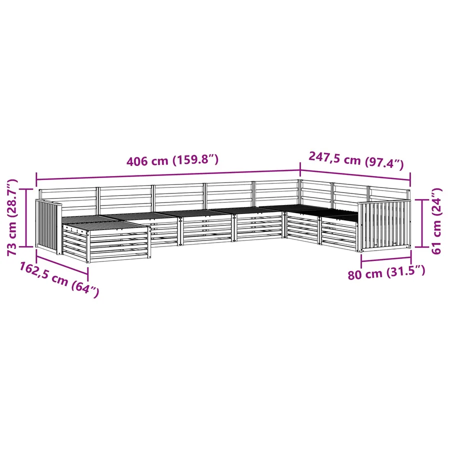 Ensemble de canapés d'extérieur 8 pcs Naturel - 9