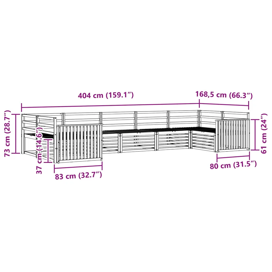 Ensemble de canapés d'extérieur 7 pcs Naturel - 8