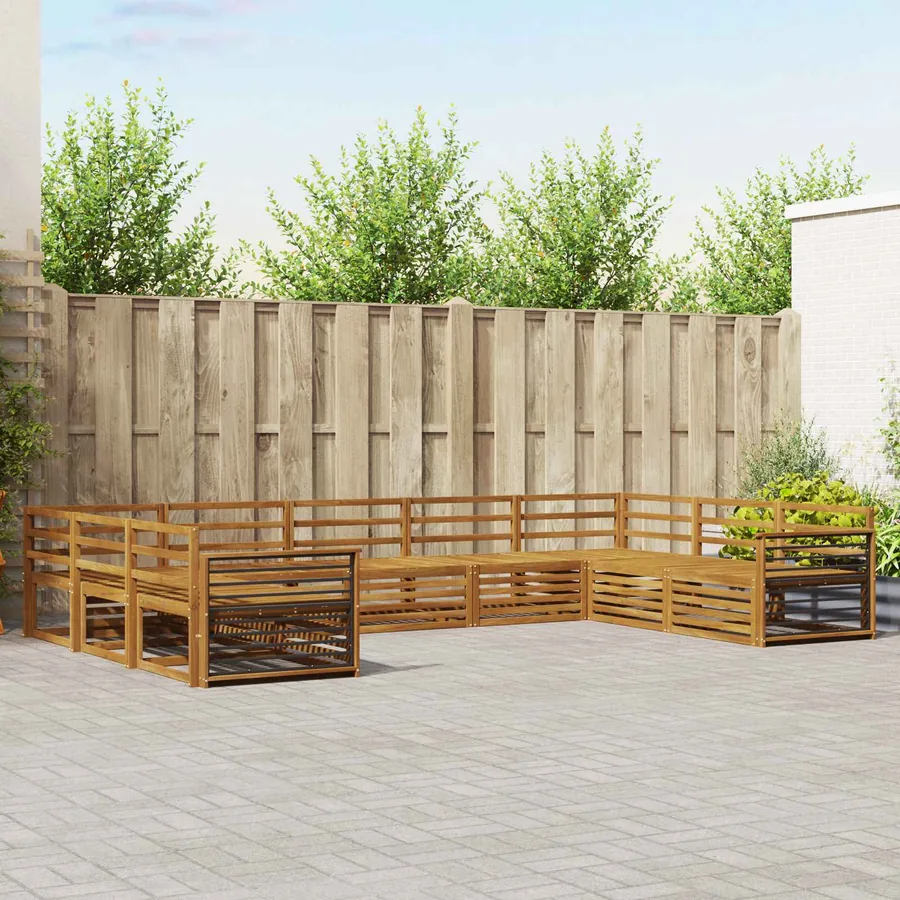 Ensembles de canapés 9 pcs Naturel Bois d'Acacia Massif