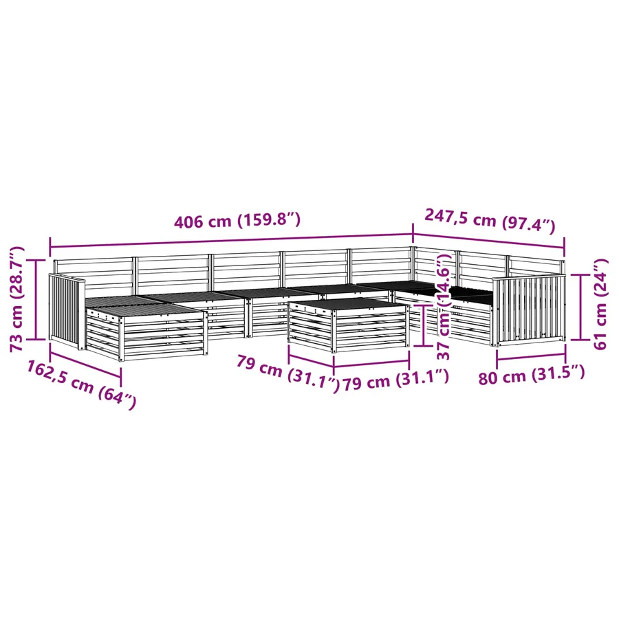 Ensemble de canapés d'extérieur 9 pcs Naturel - 11