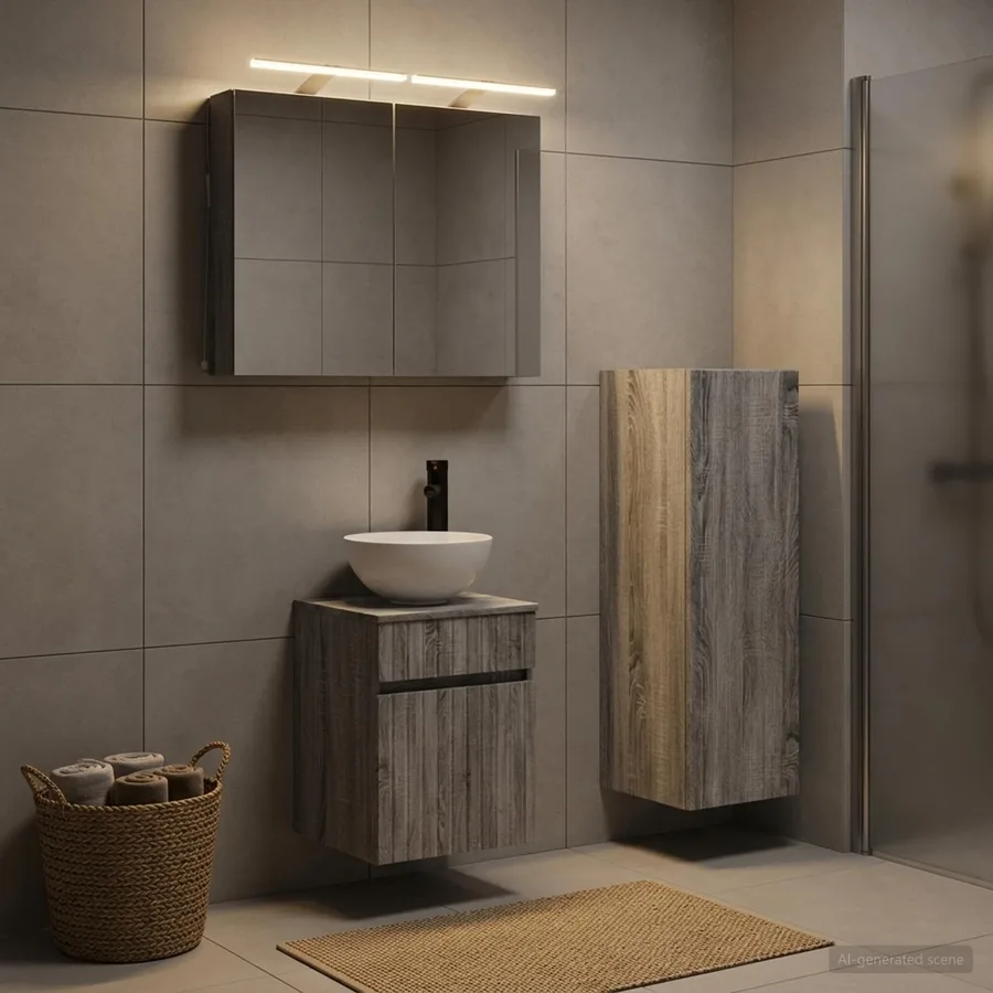 Ensemble de mobilier de salle de bain 4 pcs Sonoma gris - 4