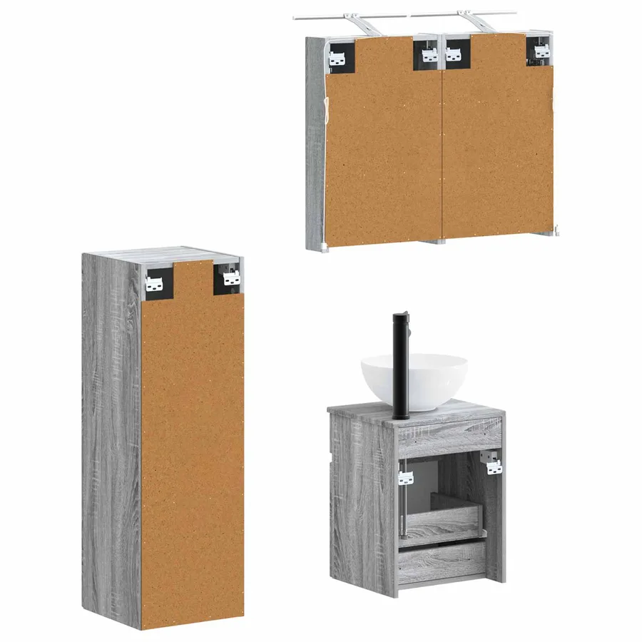 Ensemble de mobilier de salle de bain 4 pcs Sonoma gris - 5