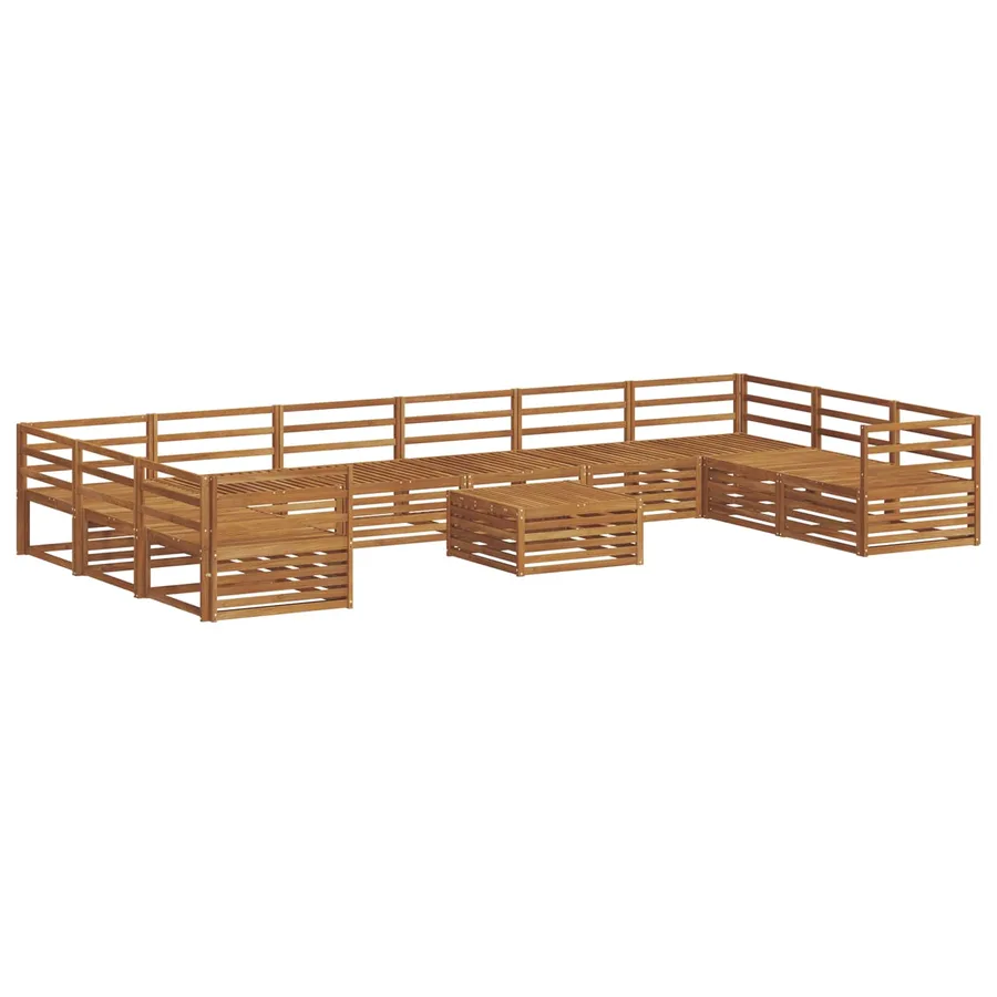 Ensembles de canapés 11 pcs Naturel Bois d'Acacia Massif - 2